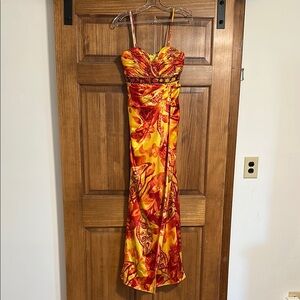 Tiffany Designs Red and Yellow Sweetheart dress for Prom